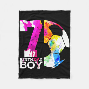 Kids 7 Birthday Boy Soccer 7th Birthday Fleece Blanket