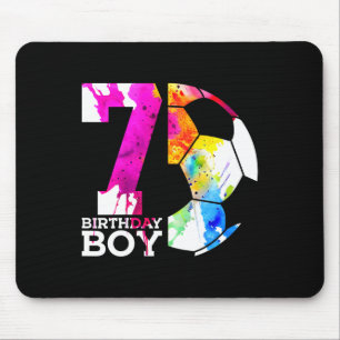 Kids 7 Birthday Boy Soccer 7th Birthday Mouse Mat