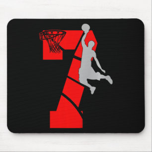 Kids 7 Year Old 7th Basketball Birthday PartyTheme Mouse Mat