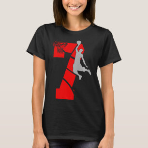Kids 7 Year Old 7th Basketball Birthday PartyTheme T-Shirt