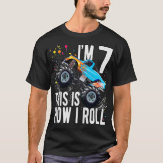 Kids 7 Year Old 7th Birthday Boy Monster Truck Car T-Shirt