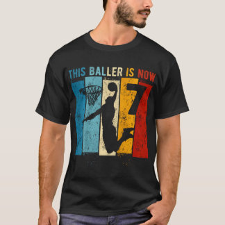 Kids 7 Year Old Basketball 7Th Birthday Boy T-Shirt