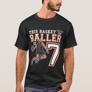 Kids 7 Year Old Basketball Birthday Party Hoops Pl T-Shirt