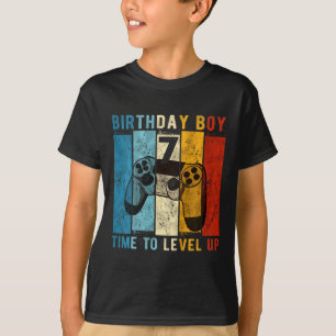 Kids 7 Year Old Birthday Boy 7 Time To Level Up 7t T-Shirt