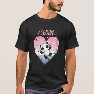 Kids 7 Year Old Cute Panda Birthday Girl 7th B Day T-Shirt