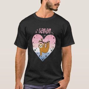 Kids 7 Year Old Cute Sloth Birthday Girl 7th B Day T-Shirt