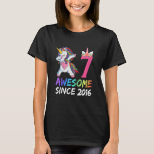 Kids 7 Year Old Girls Teens Dabbing Unicorn 7th B T-Shirt