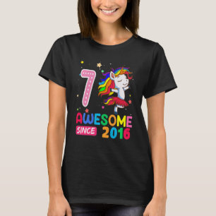 Kids 7 Year Old  Girls Teens  Unicorn 7th Birthday T-Shirt