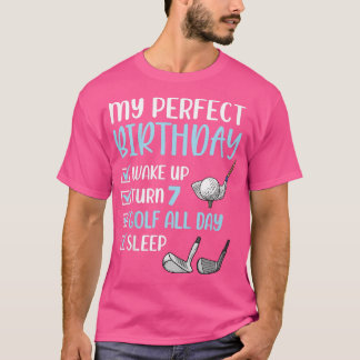 Kids 7 Year Old Golf Birthday Party 7th Boy Seven  T-Shirt