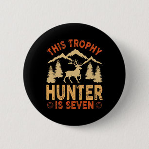 Kids 7 Year Old Hunting Birthday Party Duck Deer H 6 Cm Round Badge