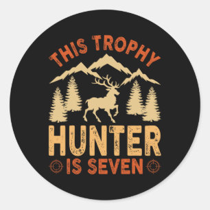 Kids 7 Year Old Hunting Birthday Party Duck Deer H Classic Round Sticker