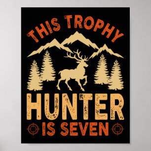 Kids 7 Year Old Hunting Birthday Party Duck Deer H Poster