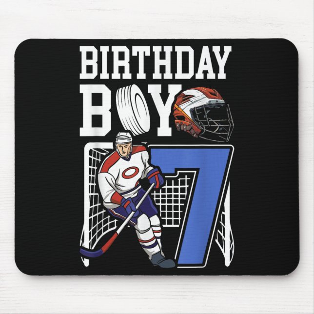Kids 7 Year Old Ice Hockey Themed Birthday Party 7 Mouse Mat (Front)