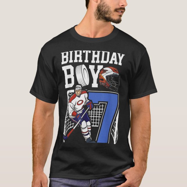Kids 7 Year Old Ice Hockey Themed Birthday Party 7 T-Shirt (Front)