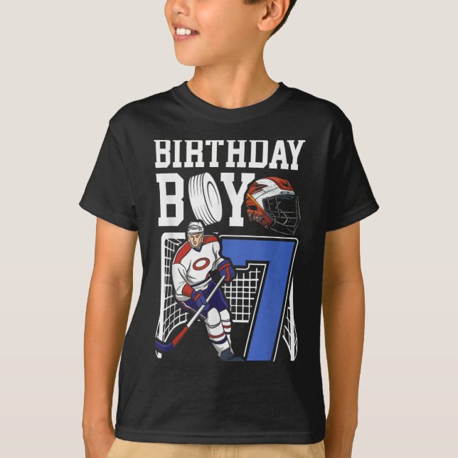 Kids 7 Year Old Ice Hockey Themed Birthday Party 7 T-Shirt (Front)