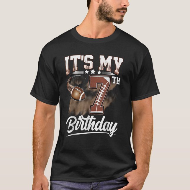 Kids 7 Year Old It s My 7th Birthday Football Them T-Shirt (Front)