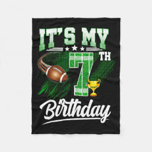 Kids 7 Year Old Its My 7th Birthday Football Theme Fleece Blanket
