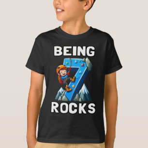 Kids 7 Year Old Rock Climbing , 7th Birthday T-Shirt