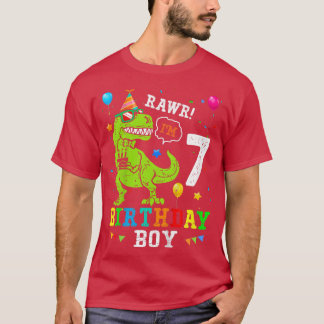 Kids 7 Year Old Shirt 7th Birthday Boy T Rex Dinos