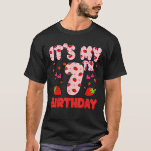 Kids 7 year old Strawberry Birthday Girl Sweet Fru T-Shirt