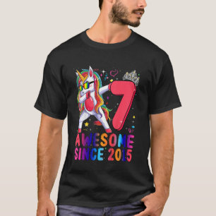 Kids 7 Year Old Unicorn Dabbing 7th Birthday Girl  T-Shirt