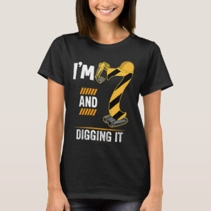 Kids 7 Year Old Vehicles Construction Excavator Bi T-Shirt