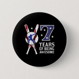 Kids 7 Years Being Awesome Bysebyll Flag 7th Birth 6 Cm Round Badge