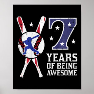 Kids 7 Years Being Awesome Bysebyll Flag 7th Birth Poster