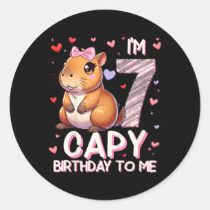 Kids 7 Years Capy Birthday To Me Girls 7th Birthda Classic Round Sticker