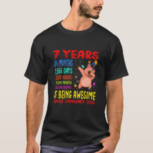 Kids 7 Years Of Being Awesome 7Th Birthday Kids Da T-Shirt