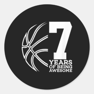Kids 7 YEARS OF BEING AWESOME BASKETBALL 7TH BIRTH Classic Round Sticker
