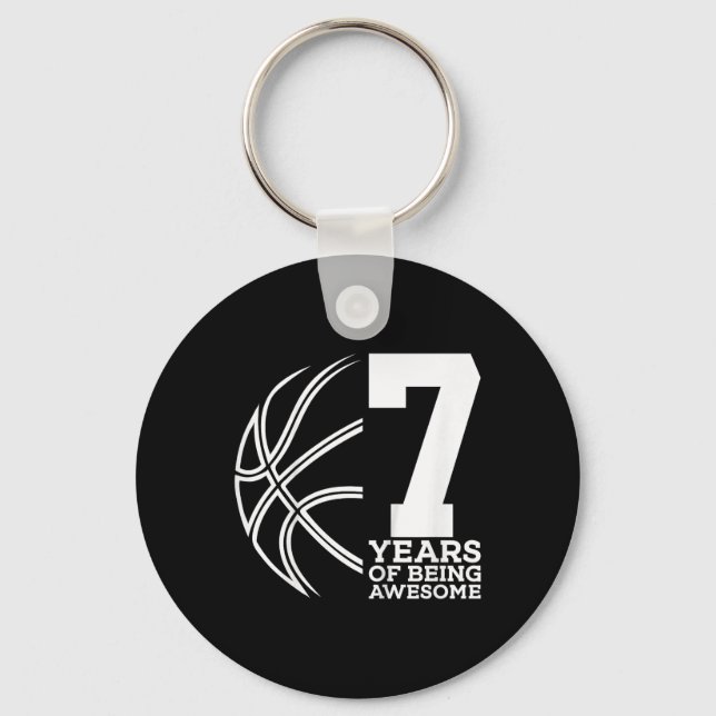 Kids 7 YEARS OF BEING AWESOME BASKETBALL 7TH BIRTH Key Ring (Front)
