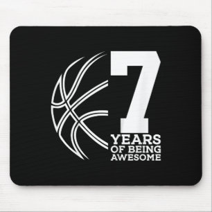 Kids 7 YEARS OF BEING AWESOME BASKETBALL 7TH BIRTH Mouse Mat