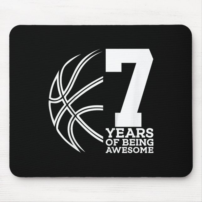 Kids 7 YEARS OF BEING AWESOME BASKETBALL 7TH BIRTH Mouse Mat (Front)