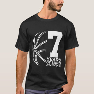 Kids 7 YEARS OF BEING AWESOME BASKETBALL 7TH BIRTH T-Shirt