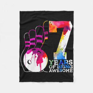 Kids 7 Years Of Being Awesome Bowling 7th Birthday Fleece Blanket