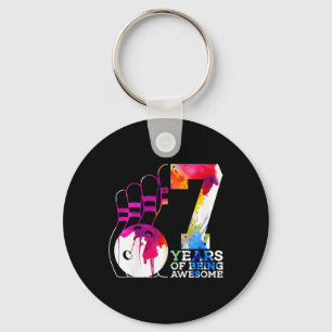 Kids 7 Years Of Being Awesome Bowling 7th Birthday Key Ring