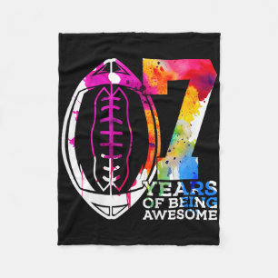 Kids 7 Years Of Being Awesome Football 7th Birthda Fleece Blanket