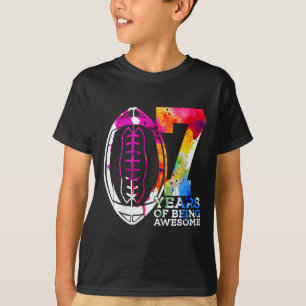 Kids 7 Years Of Being Awesome Football 7th Birthda T-Shirt