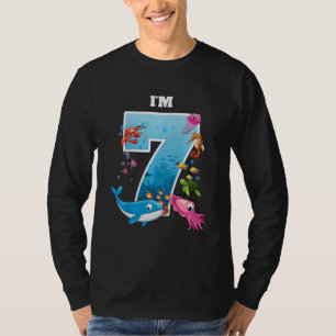 Kids 7 Years Old Birthday Whale Sea Animal Birthda T-Shirt
