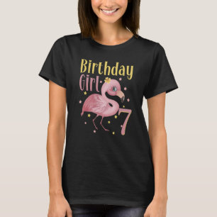 Kids 7 Years Old Flamingo Birthday Girl Party 7th T-Shirt