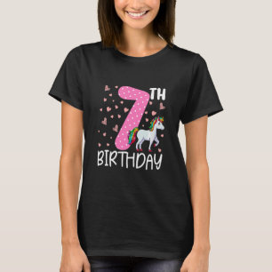 Kids 7 Years Old Girls Unicorn 7th Birthday T-Shirt