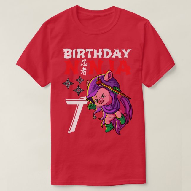 Kids 7 Years Old Kawaii Cute Pig Japanese 3rd Birt T-Shirt (Design Front)