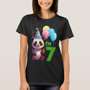 Kids 7 Years Old  Party Animal Panda  7th Birthday T-Shirt