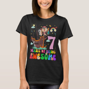 Kids 7 Years Old Teens Boys Girls Pirates Dog 7th T-Shirt