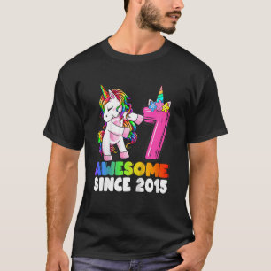 Kids 7 Years Old Unicorn Flossing 7th Birthday Gir T-Shirt