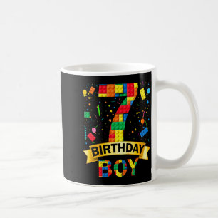 Kids 7rd birthday boy 7 year old building blocks coffee mug