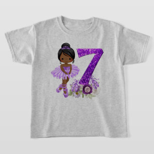 Kids 7th African American Ballet Dancer Birthday 7 T-Shirt