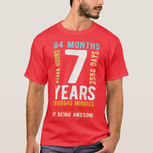 Kids 7th Birthday 7 Years Old Vintage Retro 84 Mon T-Shirt