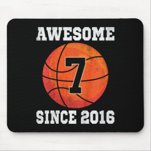 Kids 7th Birthday Basketball Lover 7 Years Old Vin Mouse Mat
